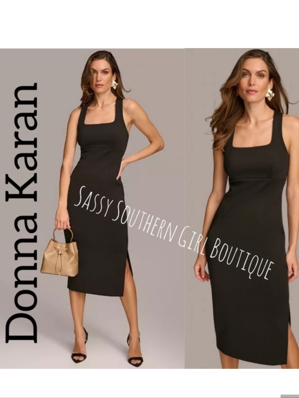 ⭐🆕 DONNA KARAN Black Label Elegant Black Sleeveless Dress